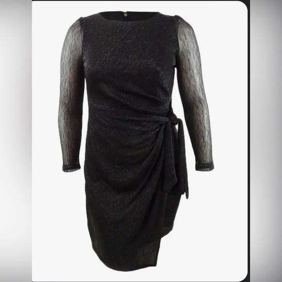 TOMMY HILFIGER Womens Black Belted Heather, The Knee Cocktail Sheath Dress 8 - Picture 3 of 7